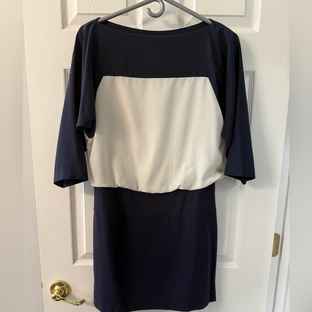 LOFT Navy & White color block dress size 2